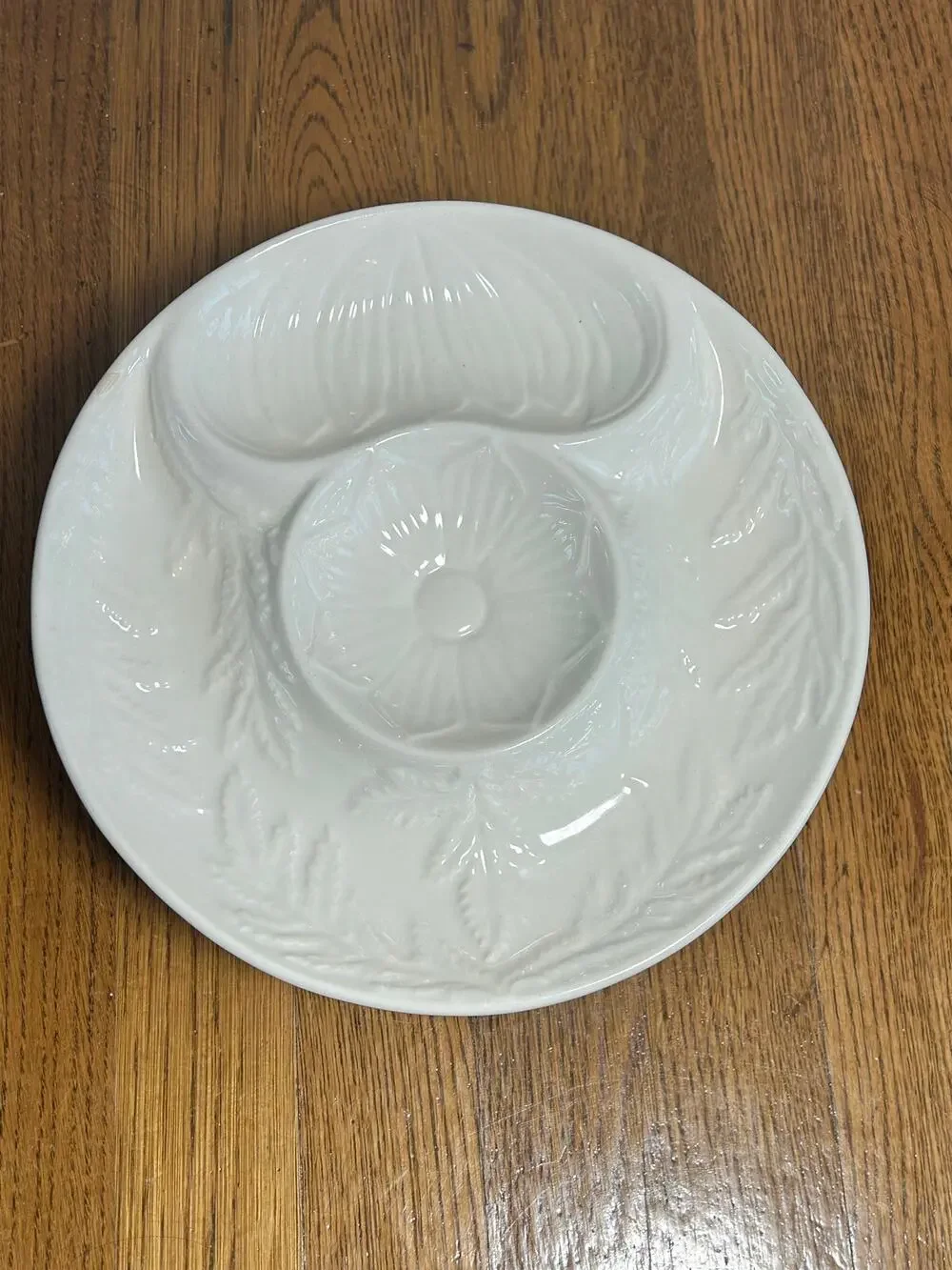 Vintage California USA Artichoke Plate White Embossed Serving Dish